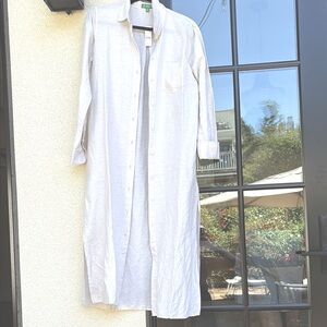 NWT J. Crew Cream linen blend Button-Up shirt dress/coverup